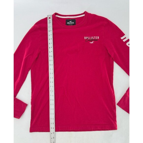 Hollister Red Embroidered Logo Crew Neck Long Sleeve T-Shirt Size XS Preppy - Picture 7 of 8